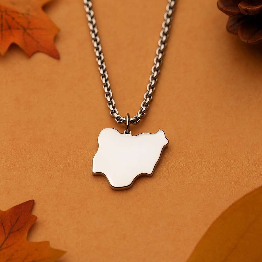 Nigeria Map Pendant Necklace | Stainless Steel Chain | Minimalist Jewelry